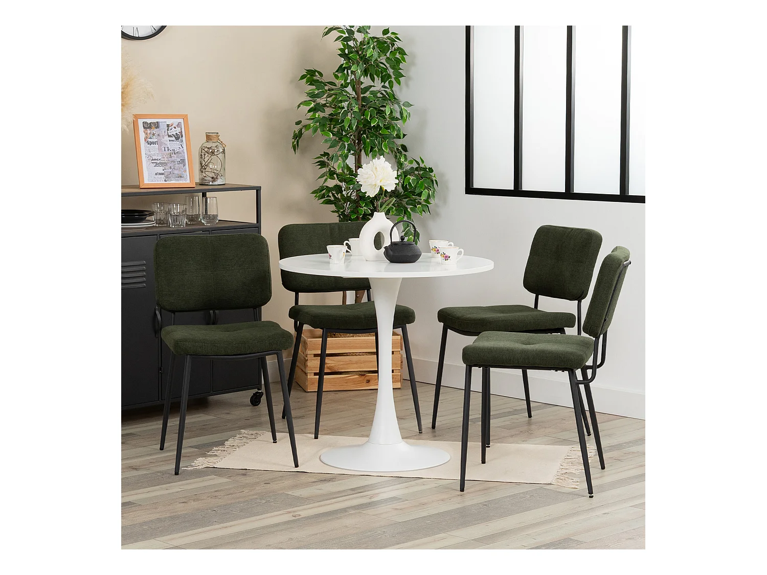 Ensemble table à manger ronde avec 4 chaises