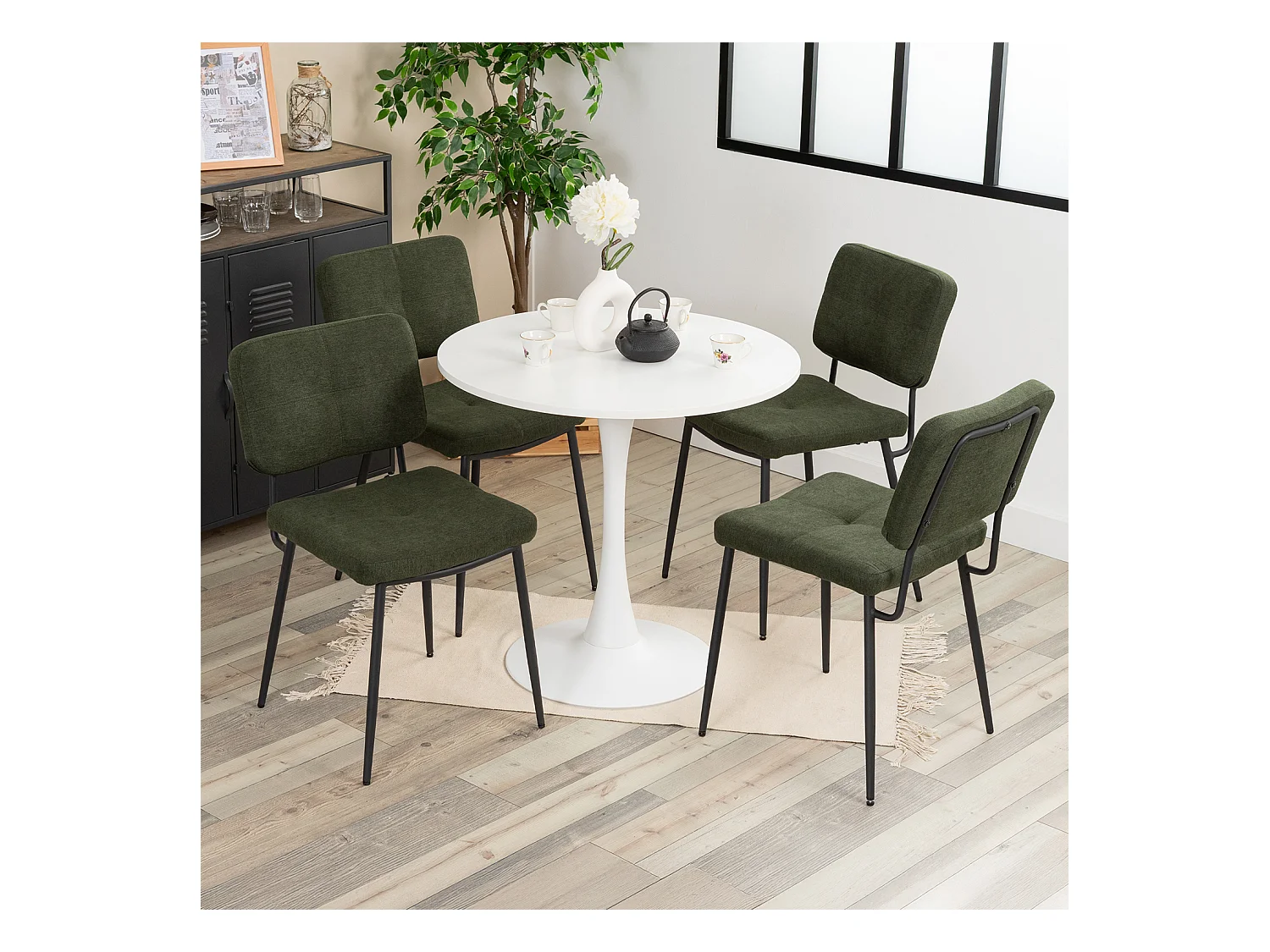 Ensemble table à manger ronde avec 4 chaises