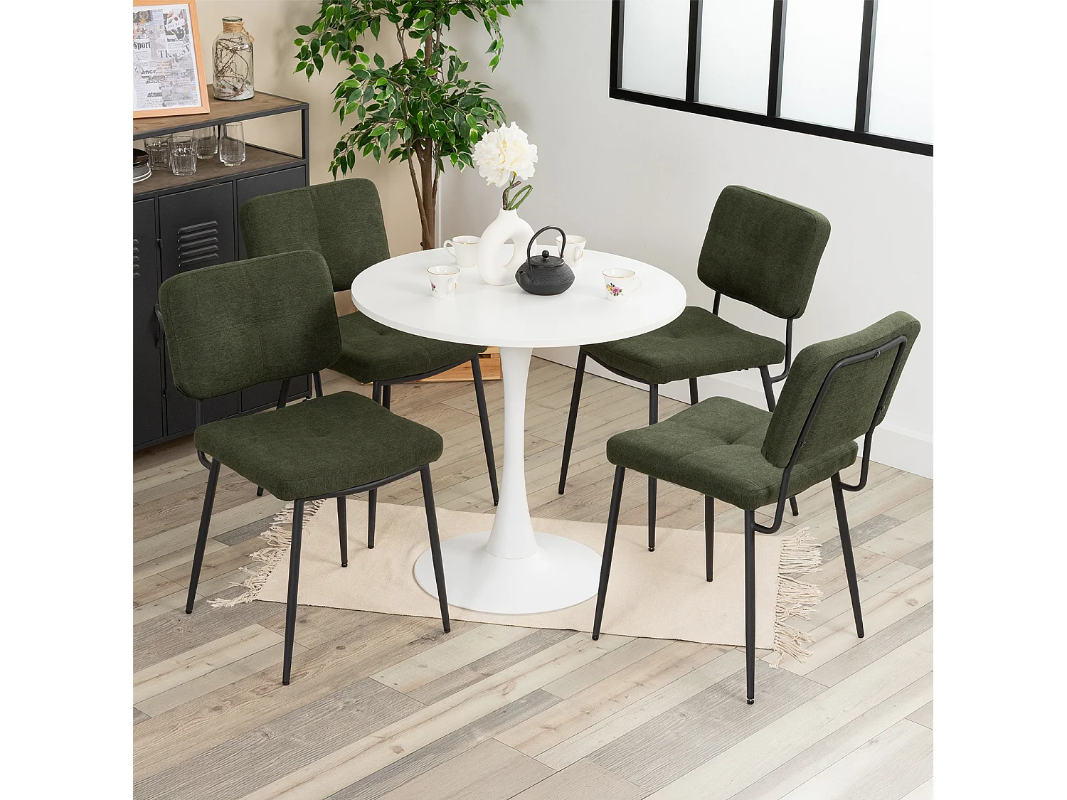 Ensemble table à manger ronde avec 4 chaises