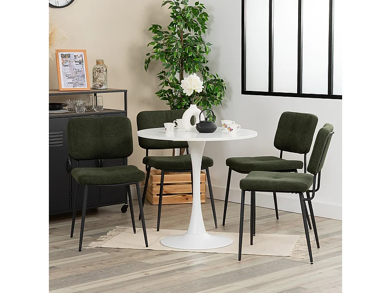 Ensemble table à manger ronde avec 4 chaises