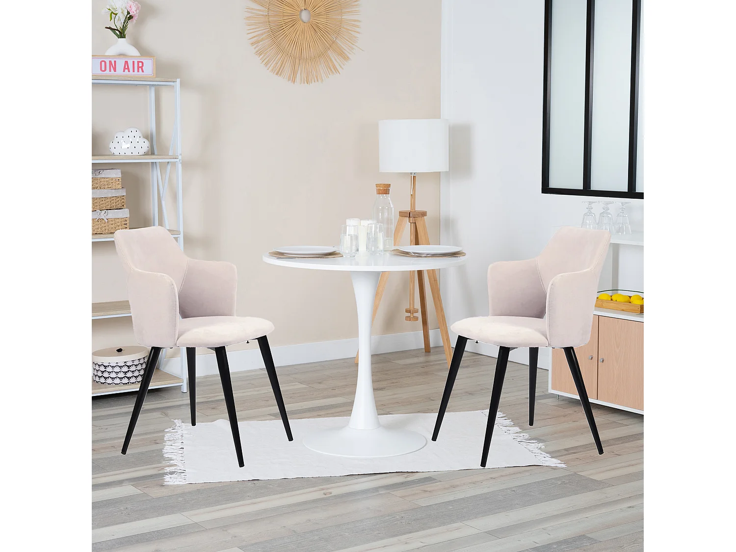 Ensemble table à manger ronde avec 2 chaises