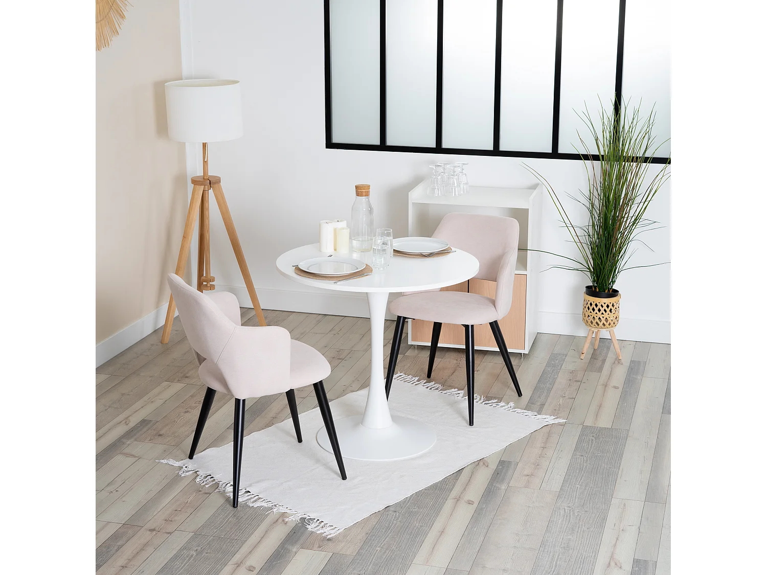 Ensemble table à manger ronde avec 2 chaises