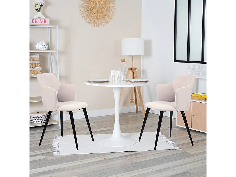 Ensemble table à manger ronde avec 2 chaises