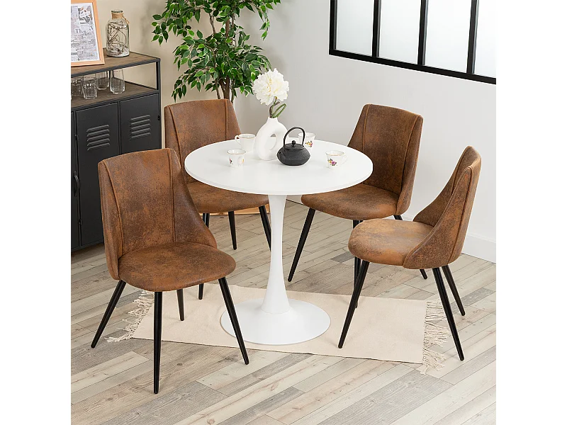 Ensemble table à manger ronde avec 4 chaises
