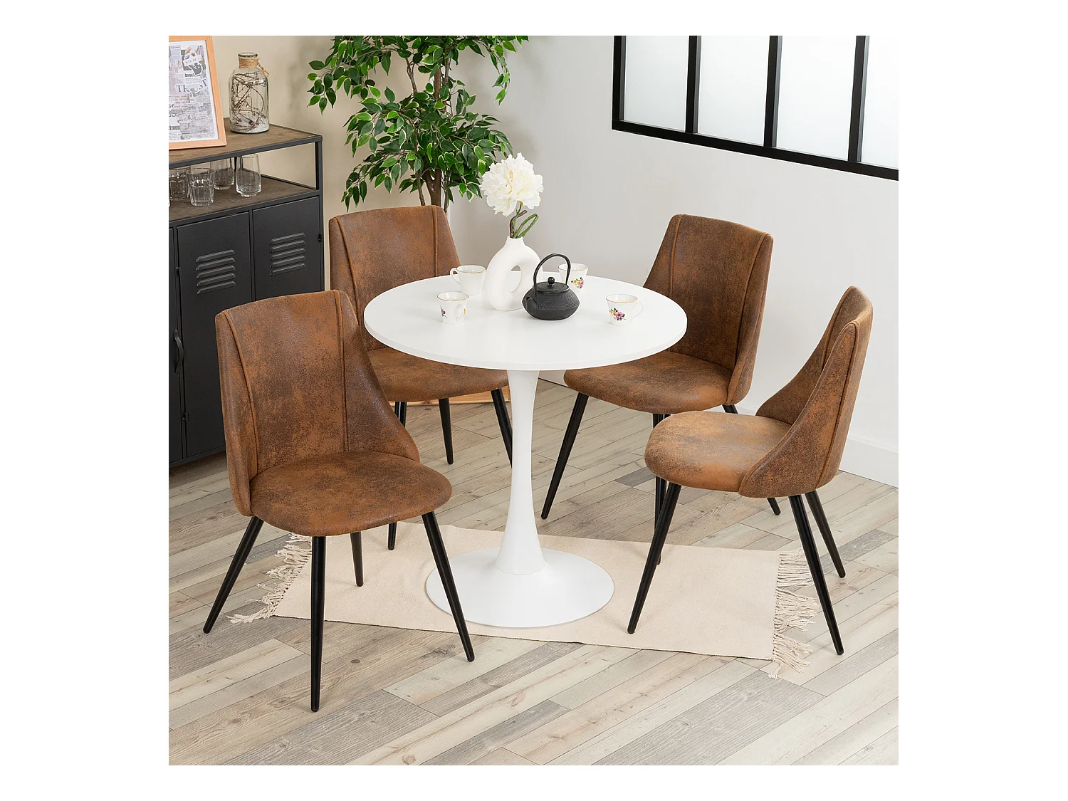 Ensemble table à manger ronde avec 4 chaises