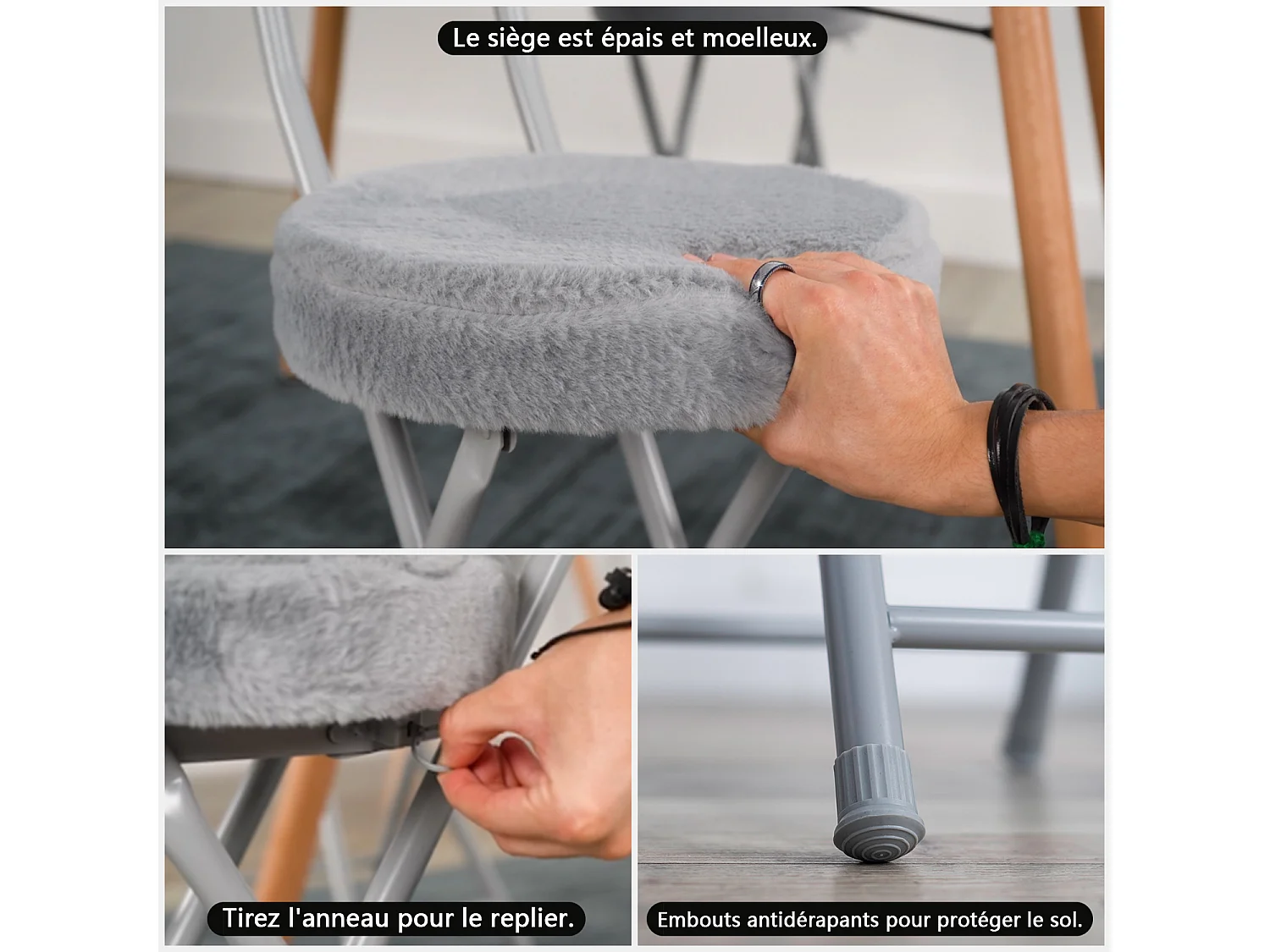 Ensemble table à manger ronde avec 4 chaises