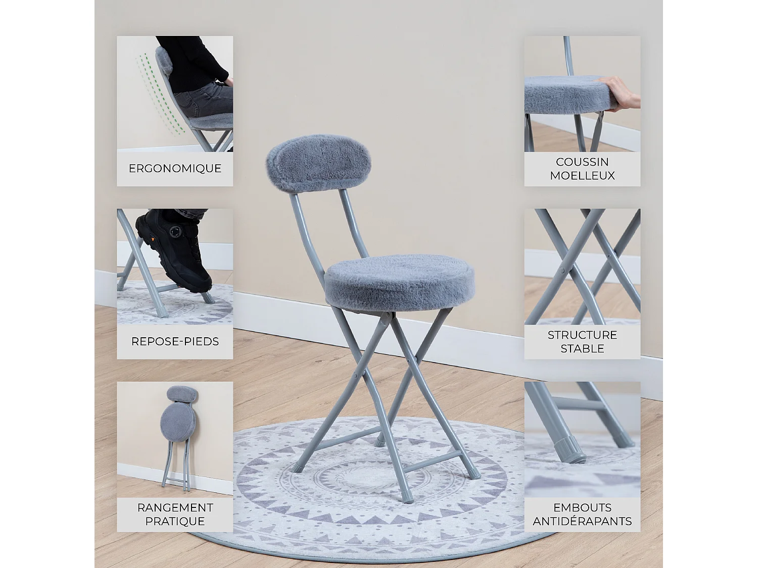 Ensemble table à manger ronde avec 4 chaises