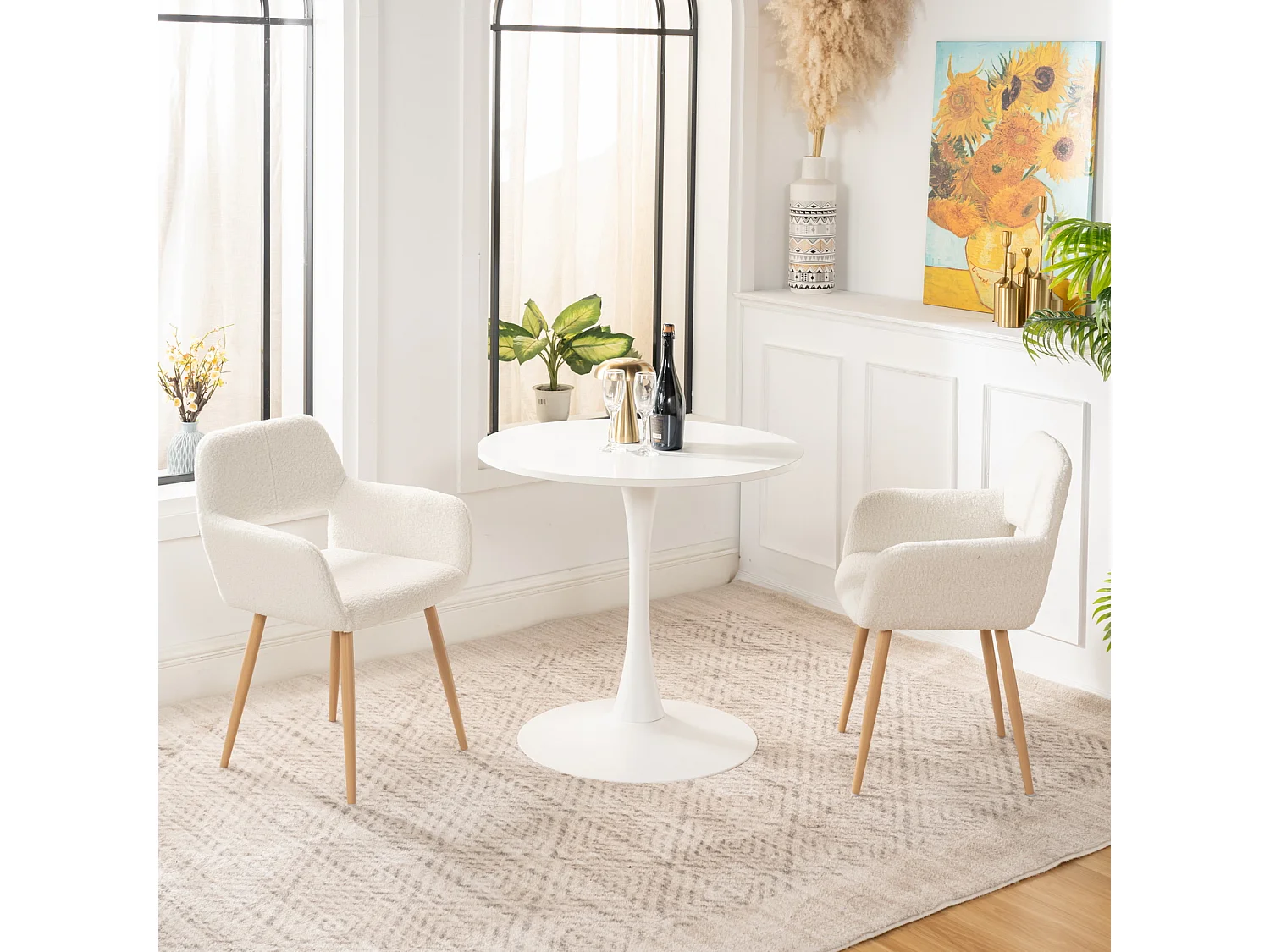 Ensemble table à manger ronde avec 2 chaises CROMWELL