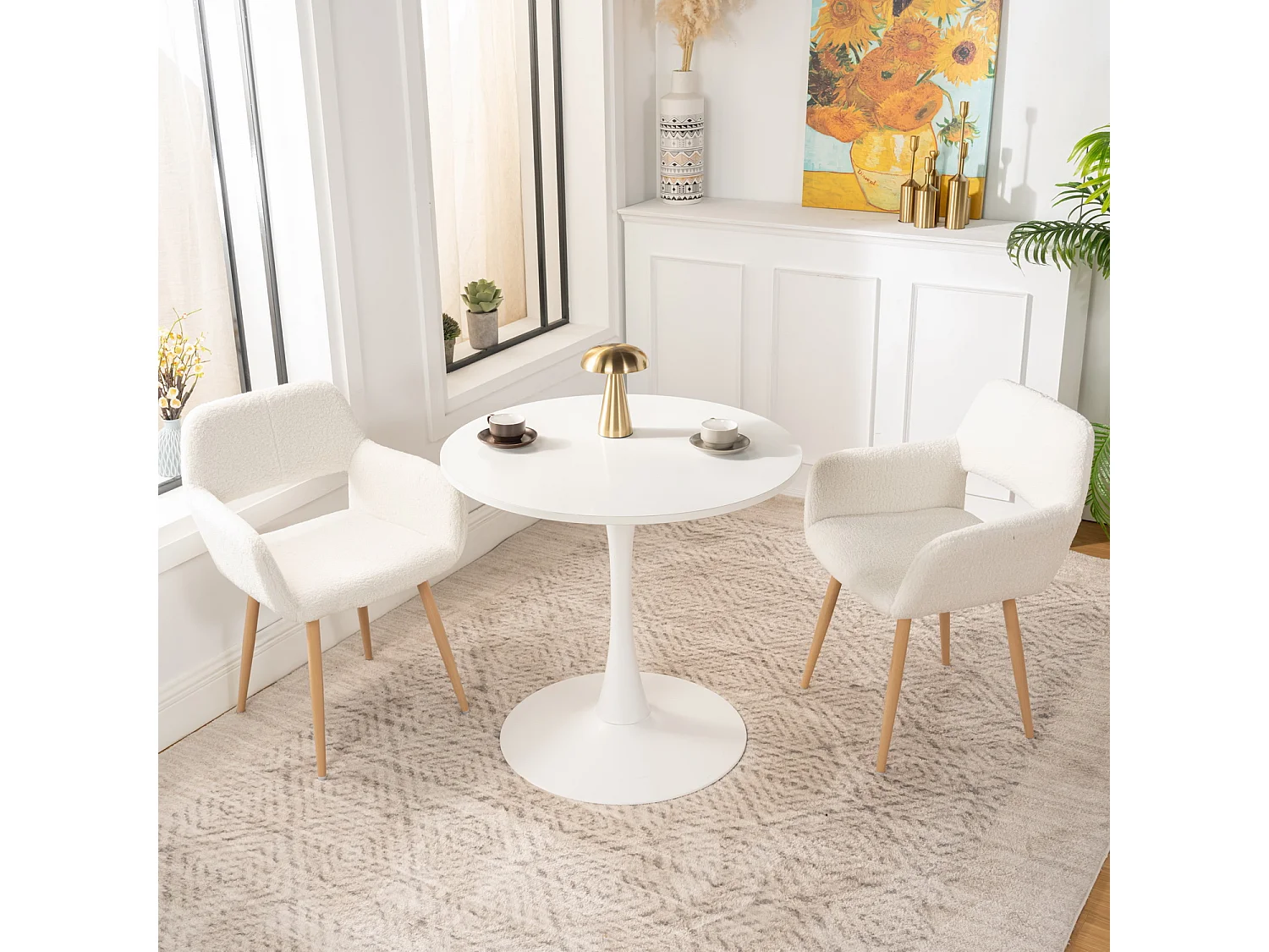 Ensemble table à manger ronde avec 2 chaises CROMWELL