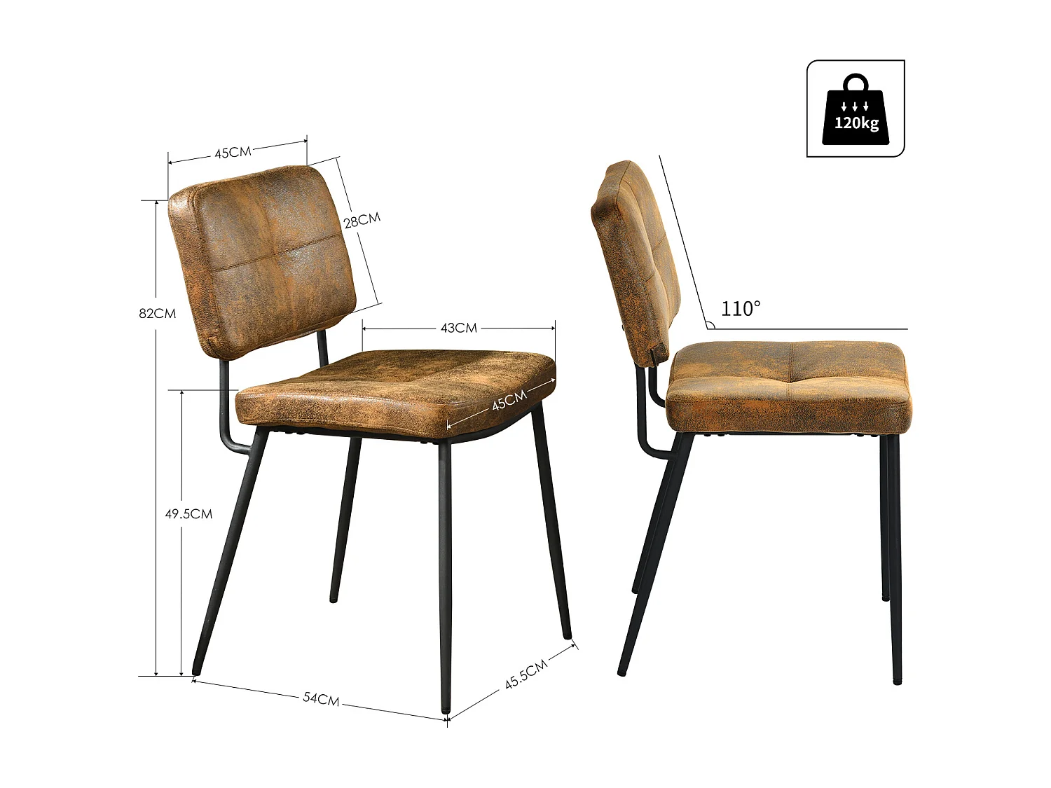 Ensemble table à manger ronde avec 2 chaises