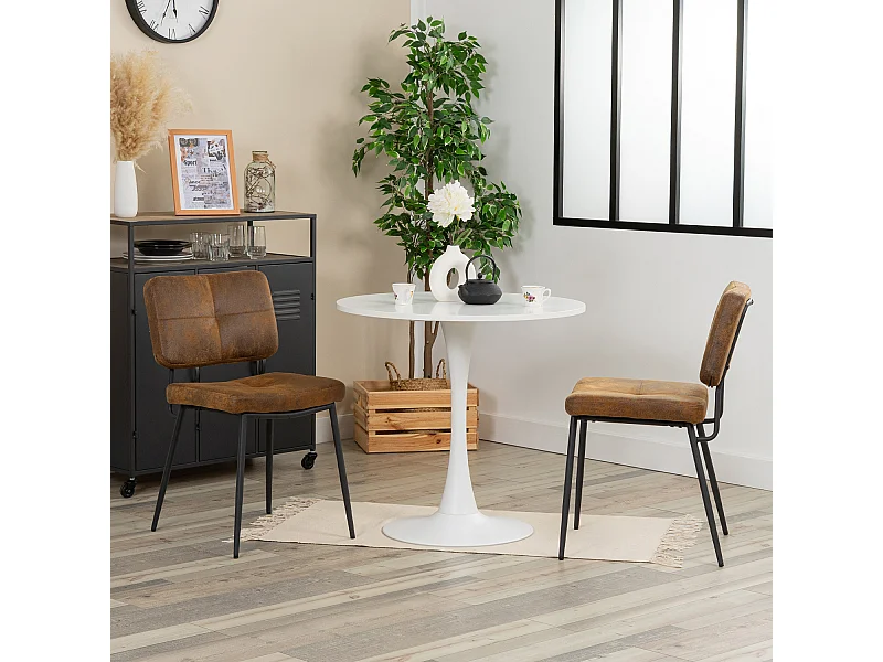 Ensemble table à manger ronde avec 2 chaises
