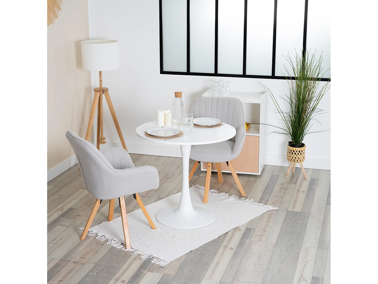 Ensemble table à manger ronde avec 2 chaises CARSON