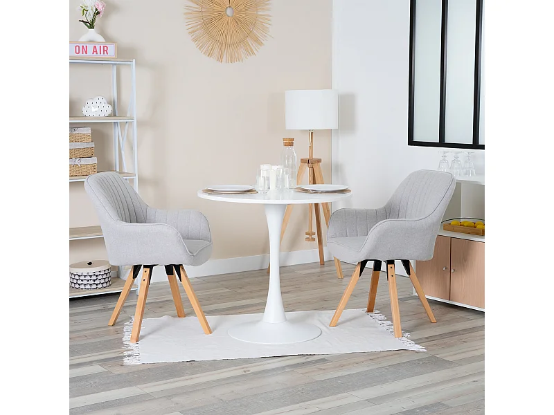 Ensemble table à manger ronde avec 2 chaises CARSON