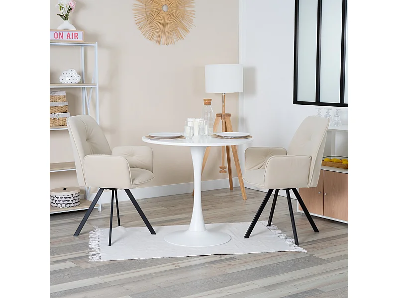 Ensemble table à manger ronde avec 2 chaises CALF