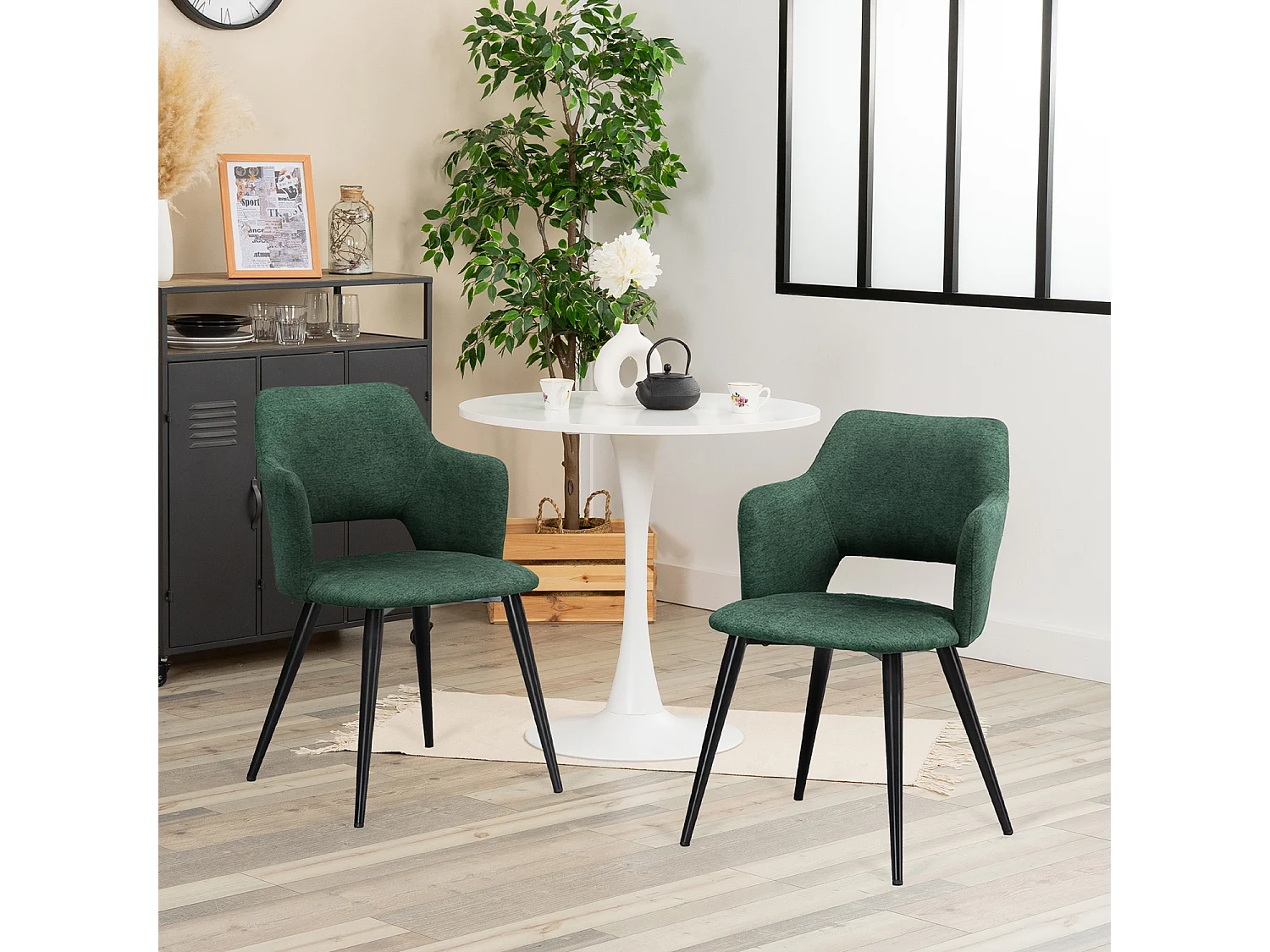 Ensemble table à manger ronde avec 2 chaises