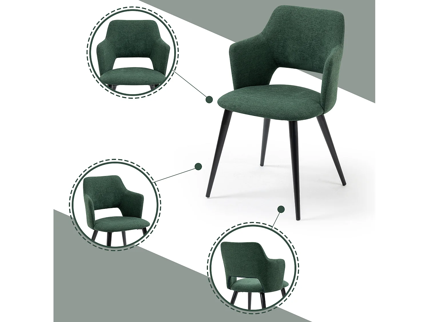 Ensemble table à manger ronde avec 2 chaises