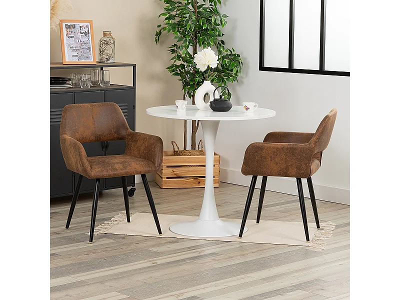 Ensemble table à manger ronde avec 2 chaises CROMWELL