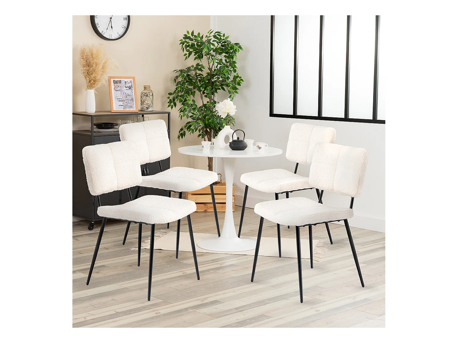 Ensemble table à manger ronde avec 4 chaises