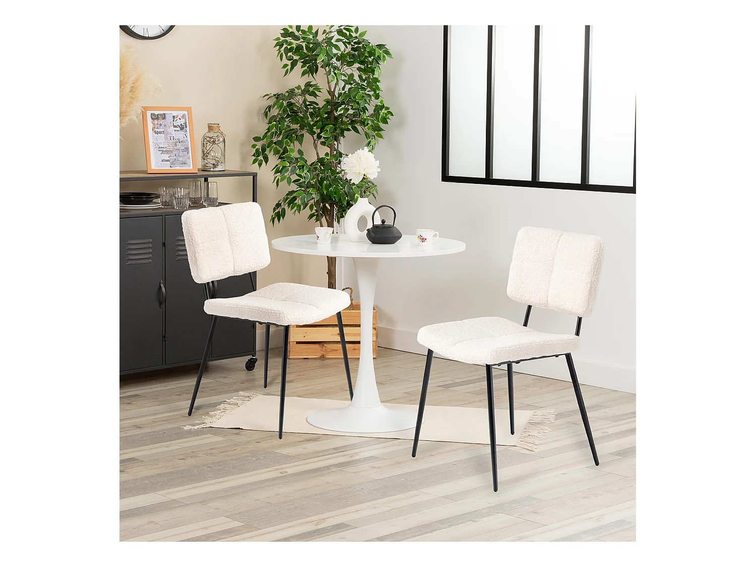 Ensemble table à manger ronde avec 4 chaises