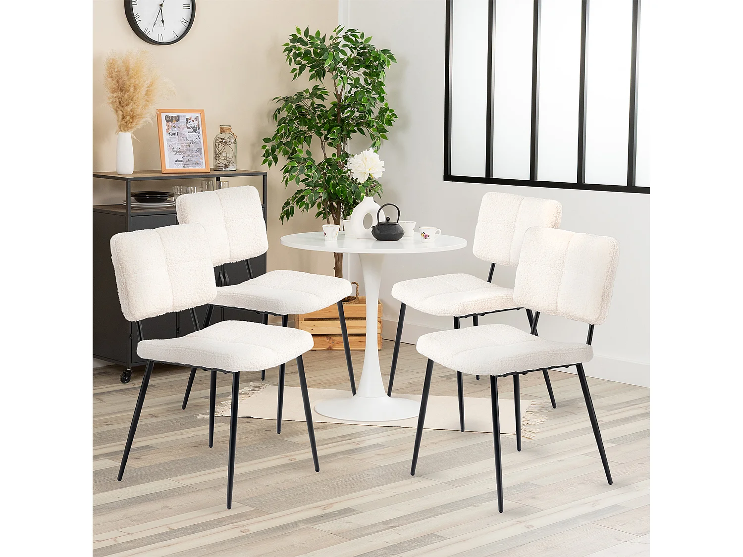 Ensemble table à manger ronde avec 4 chaises