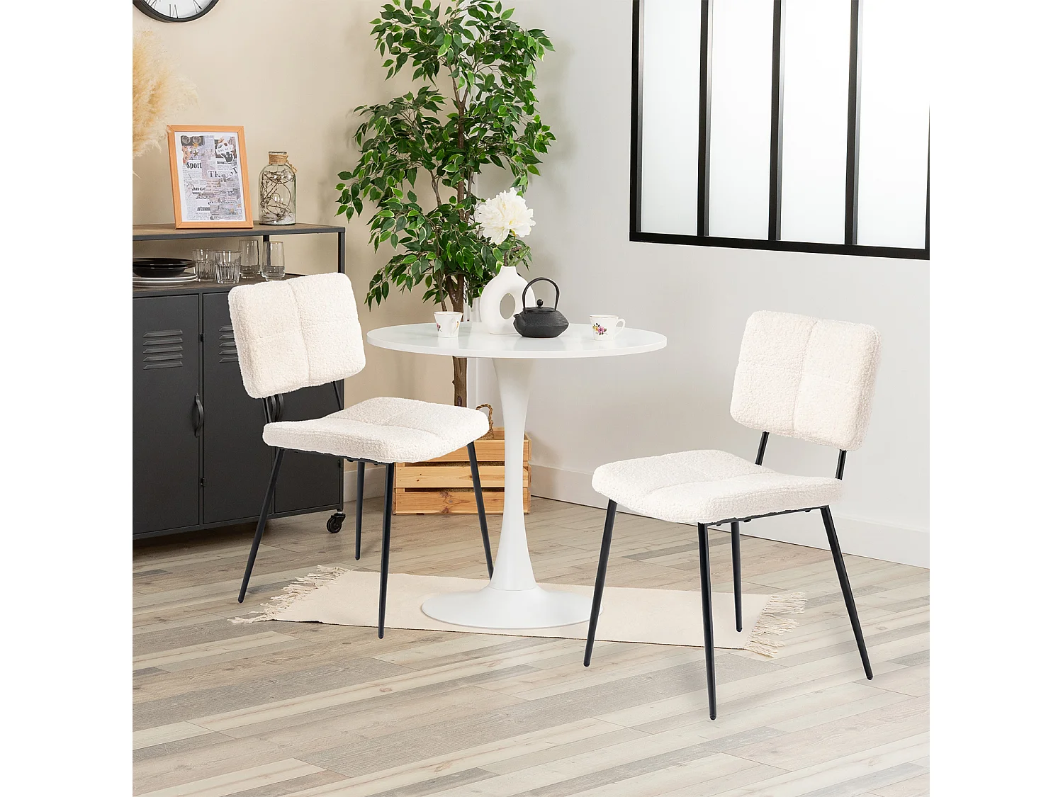 Ensemble table à manger ronde avec 4 chaises