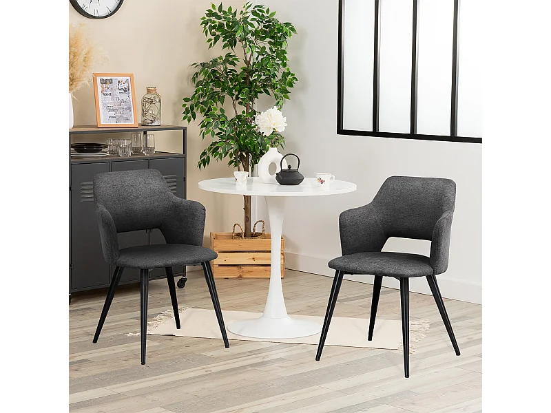 Ensemble table à manger ronde avec 2 chaises