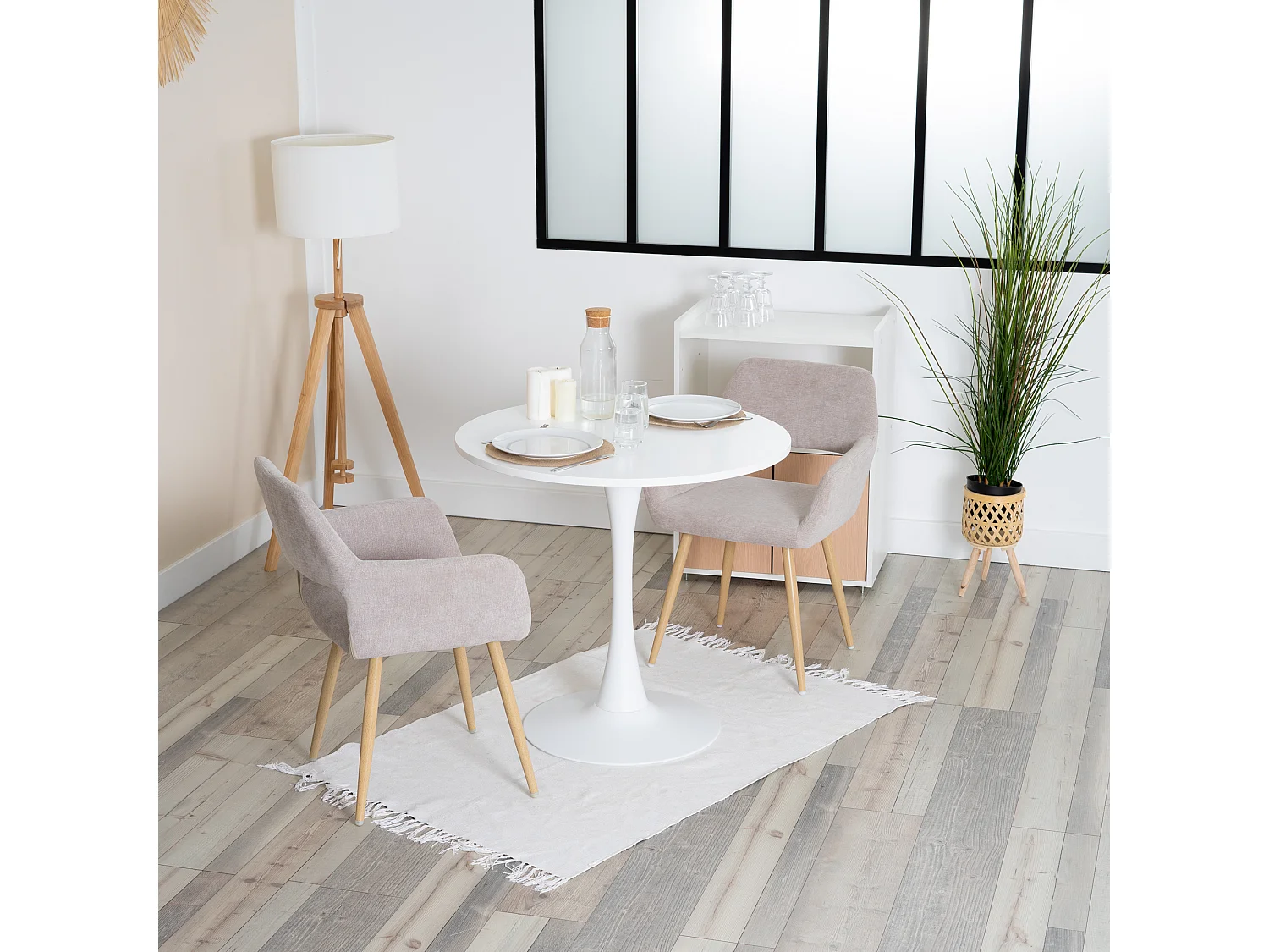 Ensemble table à manger ronde avec 2 chaises CROMWELL