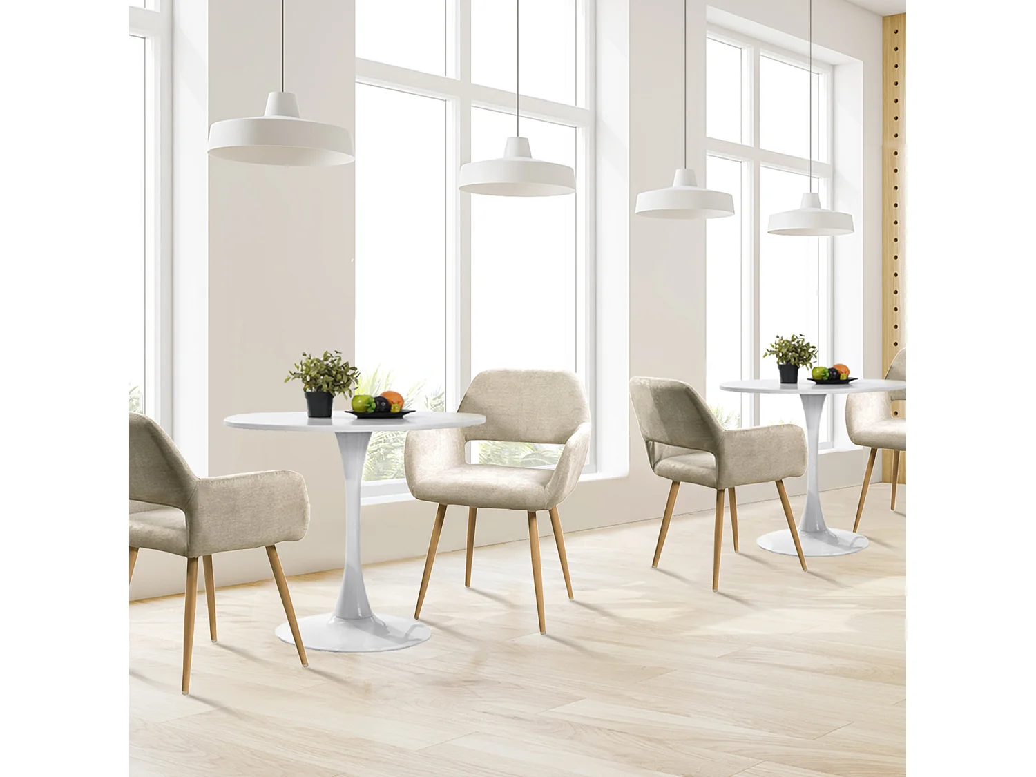 Ensemble table à manger ronde avec 2 chaises CROMWELL