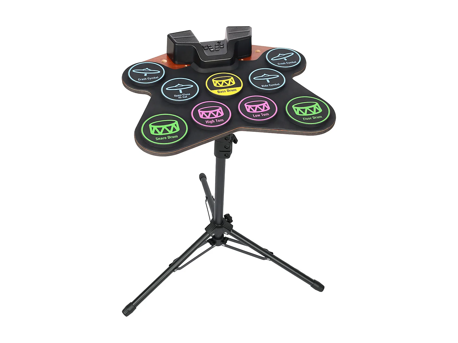 Elektrische Drumstel SucceBuy 9 Pads, Met Standaard, Zwei Luidsprekers und Lichtgevende Drumstokken, Voor Kinderen