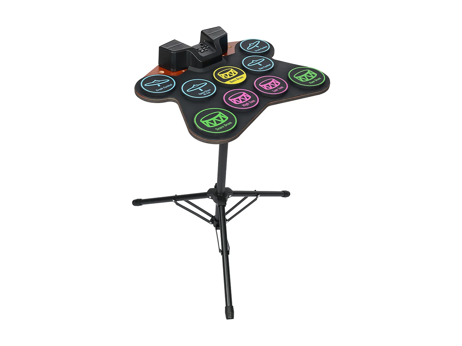 Elektrische Drumstel SucceBuy 9 Pads, Met Standaard, Zwei Luidsprekers und Lichtgevende Drumstokken, Voor Kinderen