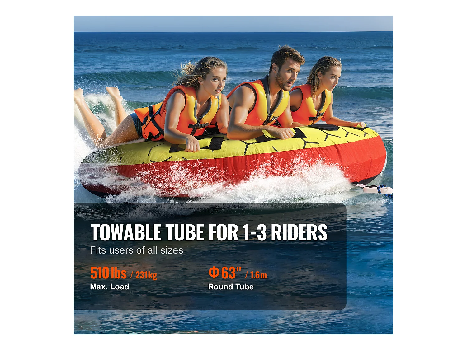 Schleppbare Luftmatratze SucceBuy, für 1–3 Personen, 231 kg, Schlepprohr für Boot