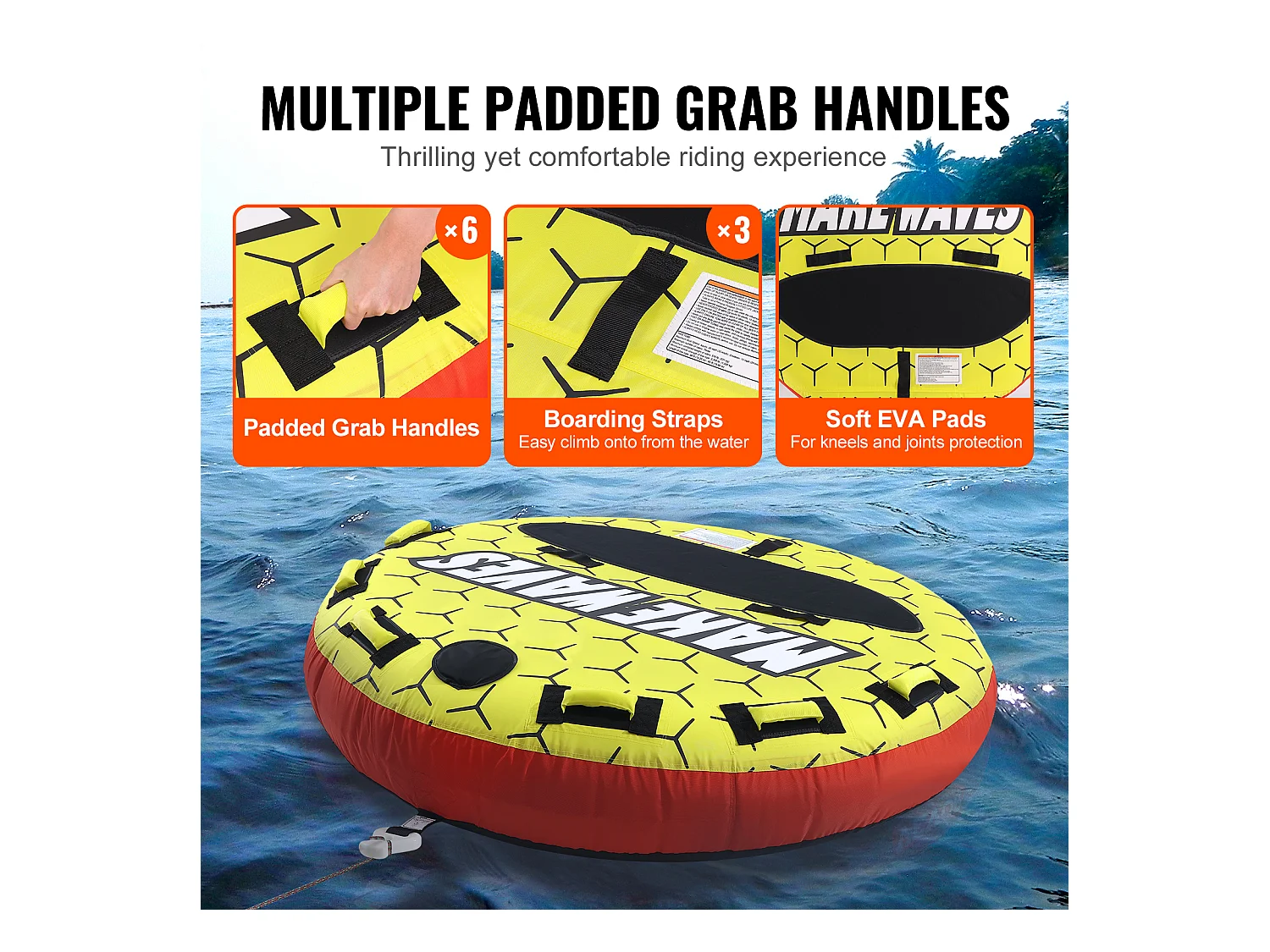 Schleppbare Luftmatratze SucceBuy, für 1–3 Personen, 231 kg, Schlepprohr für Boot