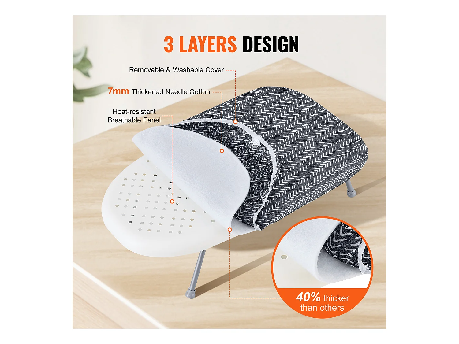 Planche à Repasser de Table SucceBuy, 59,4 x 36,6 cm, Planche à Repasser Compacte, Housse Résistante à la Chaleur