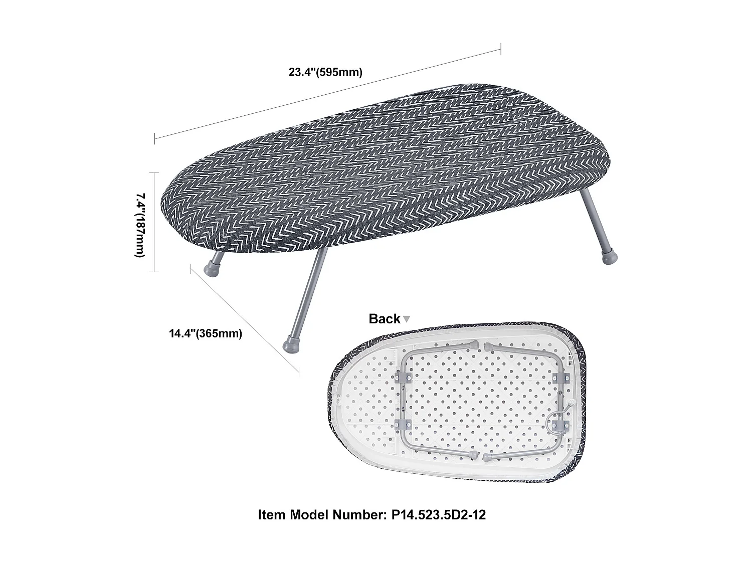 Tisch-Bügelbrett SucceBuy, 59,4 x 36,6 cm, Kompaktes Bügelbrett, Hitzebeständige Hülle