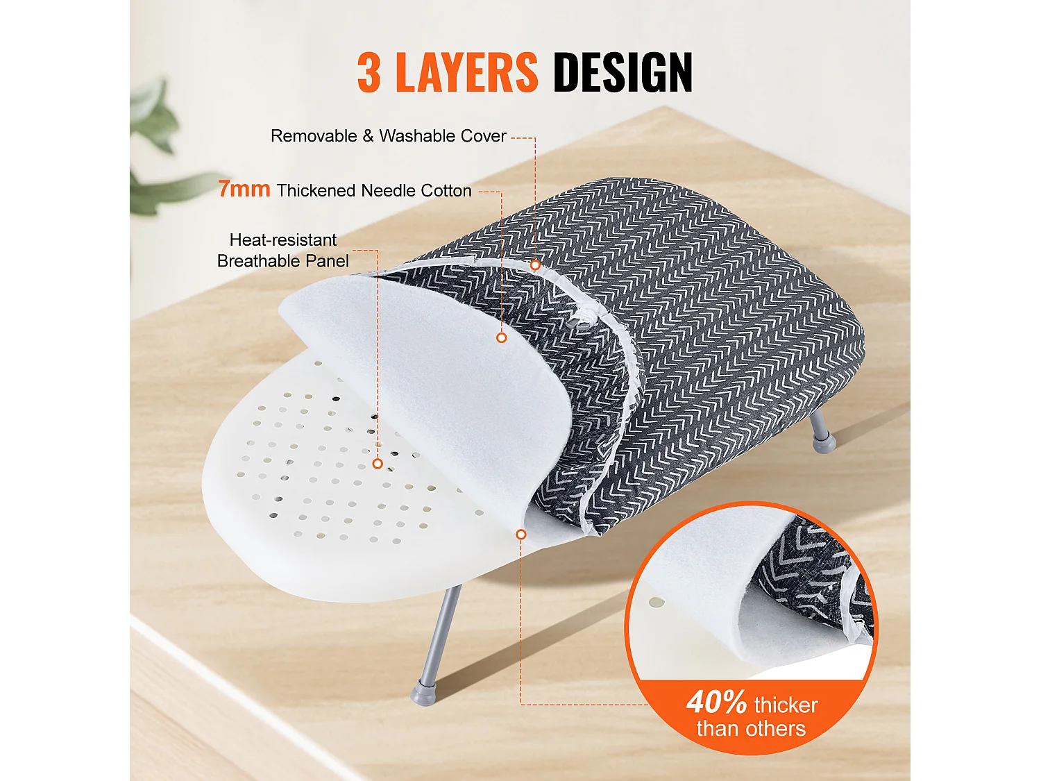 Tisch-Bügelbrett SucceBuy, 59,4 x 36,6 cm, Kompaktes Bügelbrett, Hitzebeständige Hülle