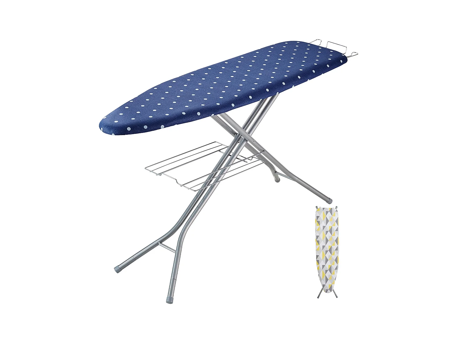 Planche à Repasser SucceBuy, avec Plateau de Rangement et Épaisseur de 4 Couches, Hauteurs Réglables