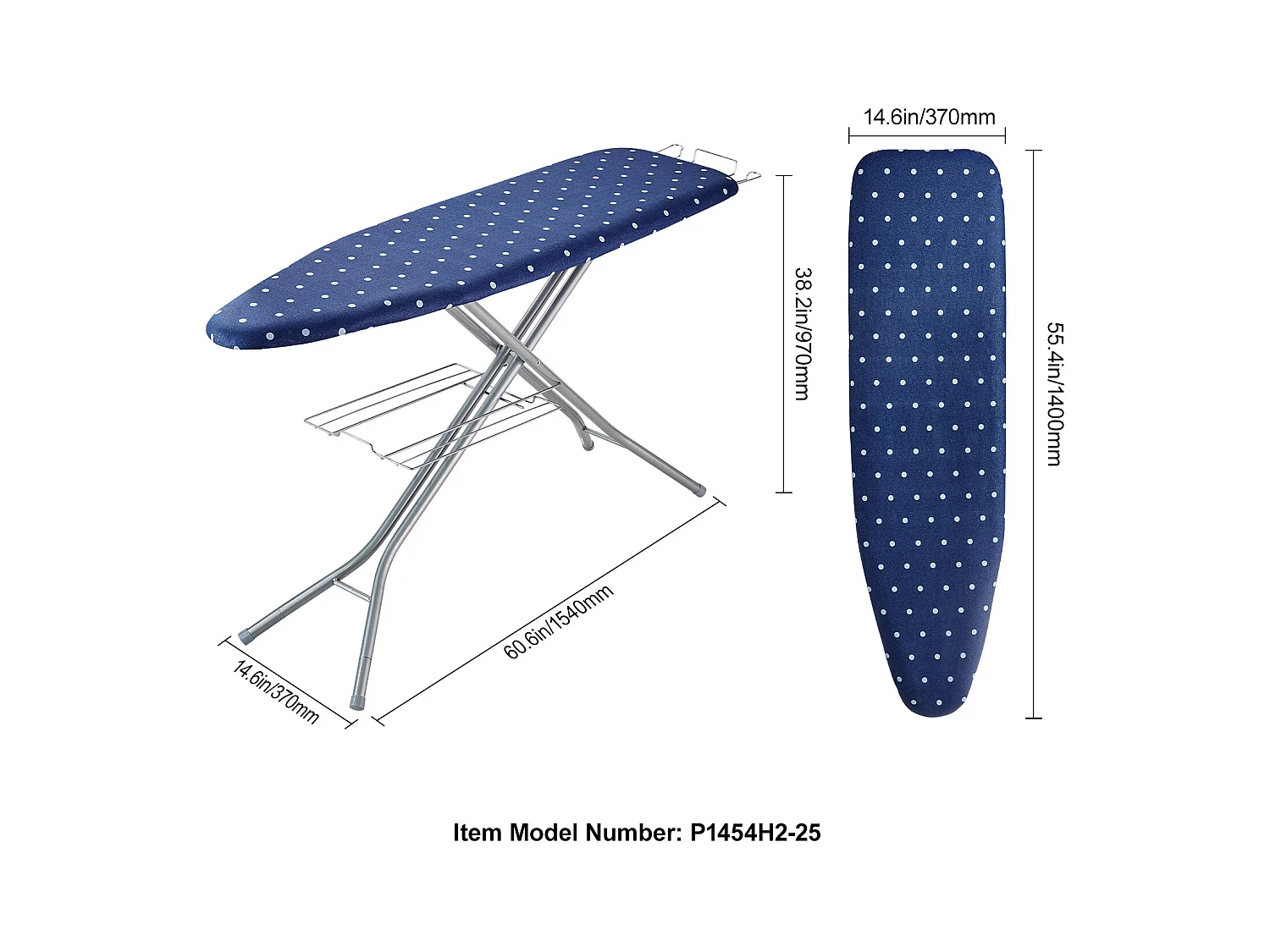 Planche à Repasser SucceBuy, avec Plateau de Rangement et Épaisseur de 4 Couches, Hauteurs Réglables