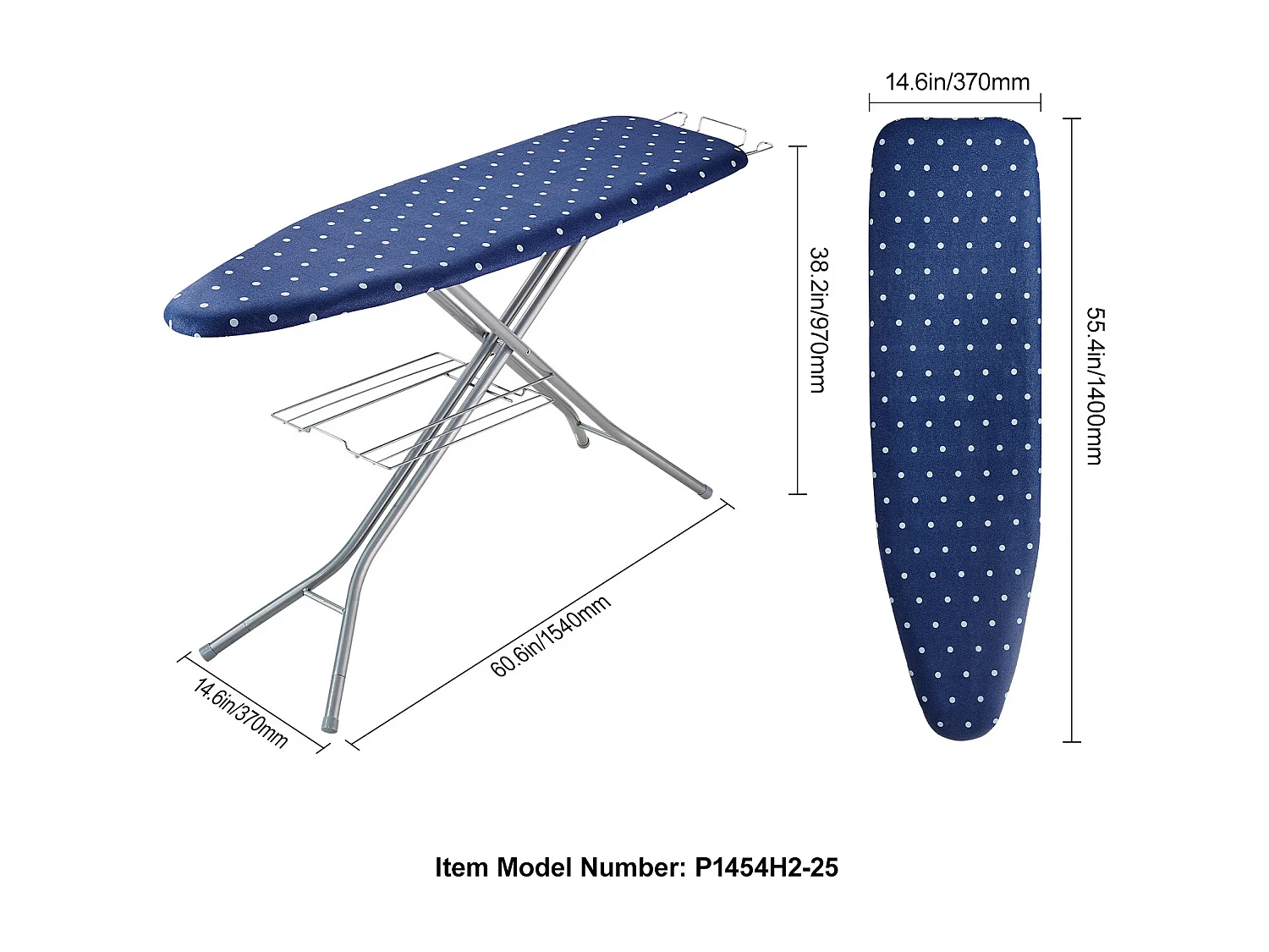 Planche à Repasser SucceBuy, avec Plateau de Rangement et Épaisseur de 4 Couches, Hauteurs Réglables
