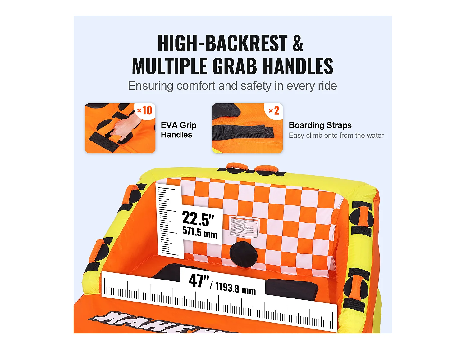 Trekbare Inflatable Buoy SucceBuy, voor 1 tot 2 Passagiers, 154 kg, met Zitten en Leuningen