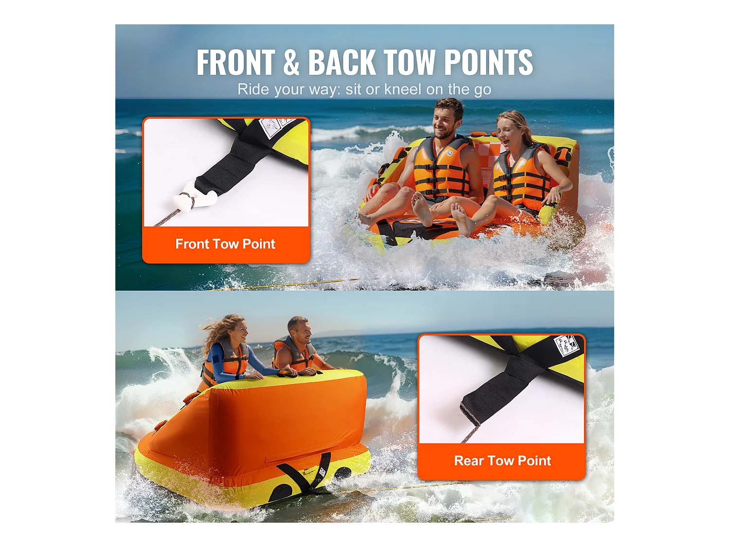 Trekbare Inflatable Buoy SucceBuy, voor 1 tot 2 Passagiers, 154 kg, met Zitten en Leuningen