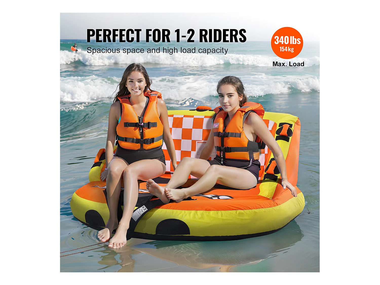 Trekbare Inflatable Buoy SucceBuy, voor 1 tot 2 Passagiers, 154 kg, met Zitten en Leuningen