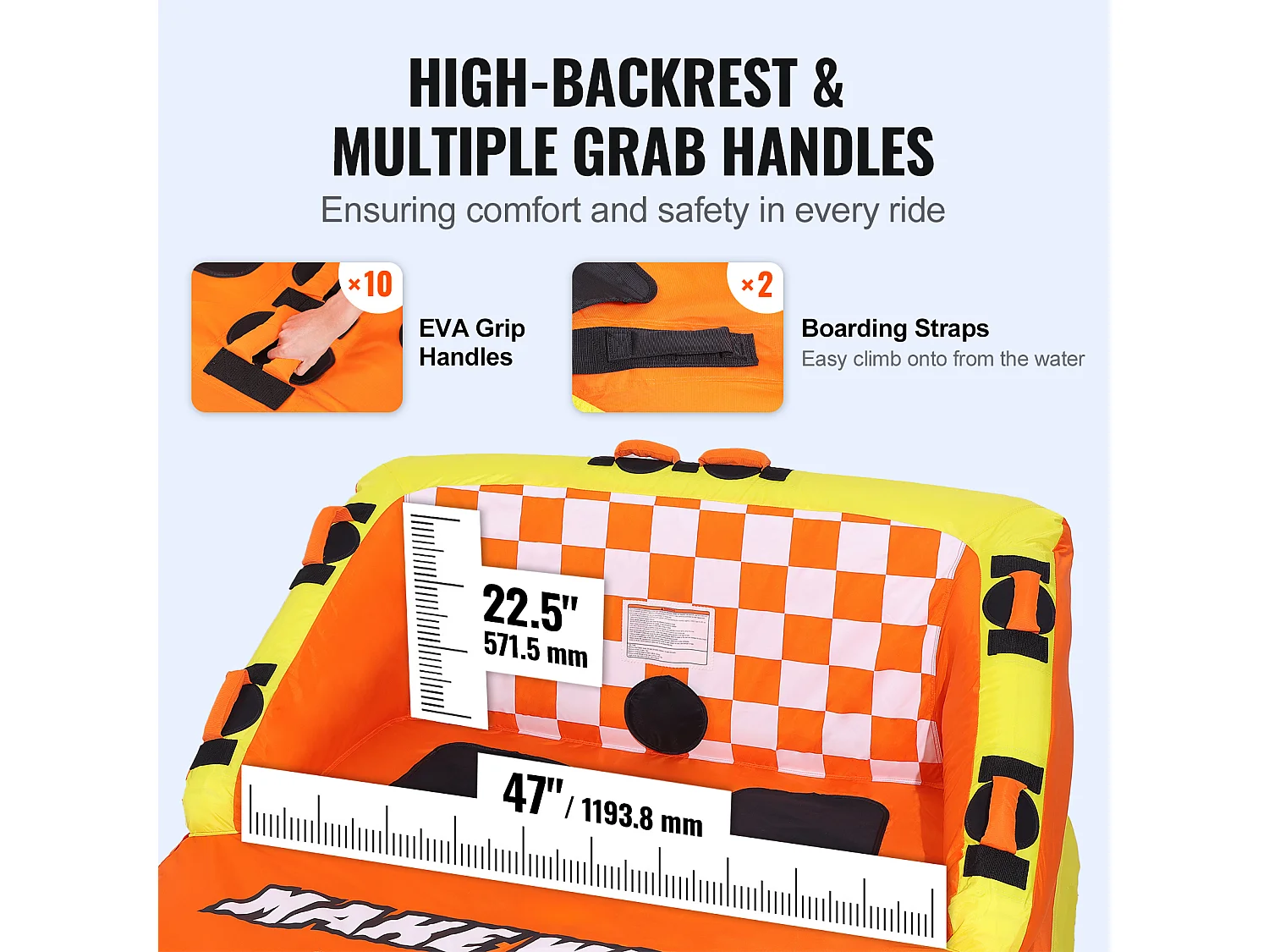 Schleppbare Luftmatratze SucceBuy, für 1–2 Personen, 154 kg, mit Sitzen und Rückenlehne