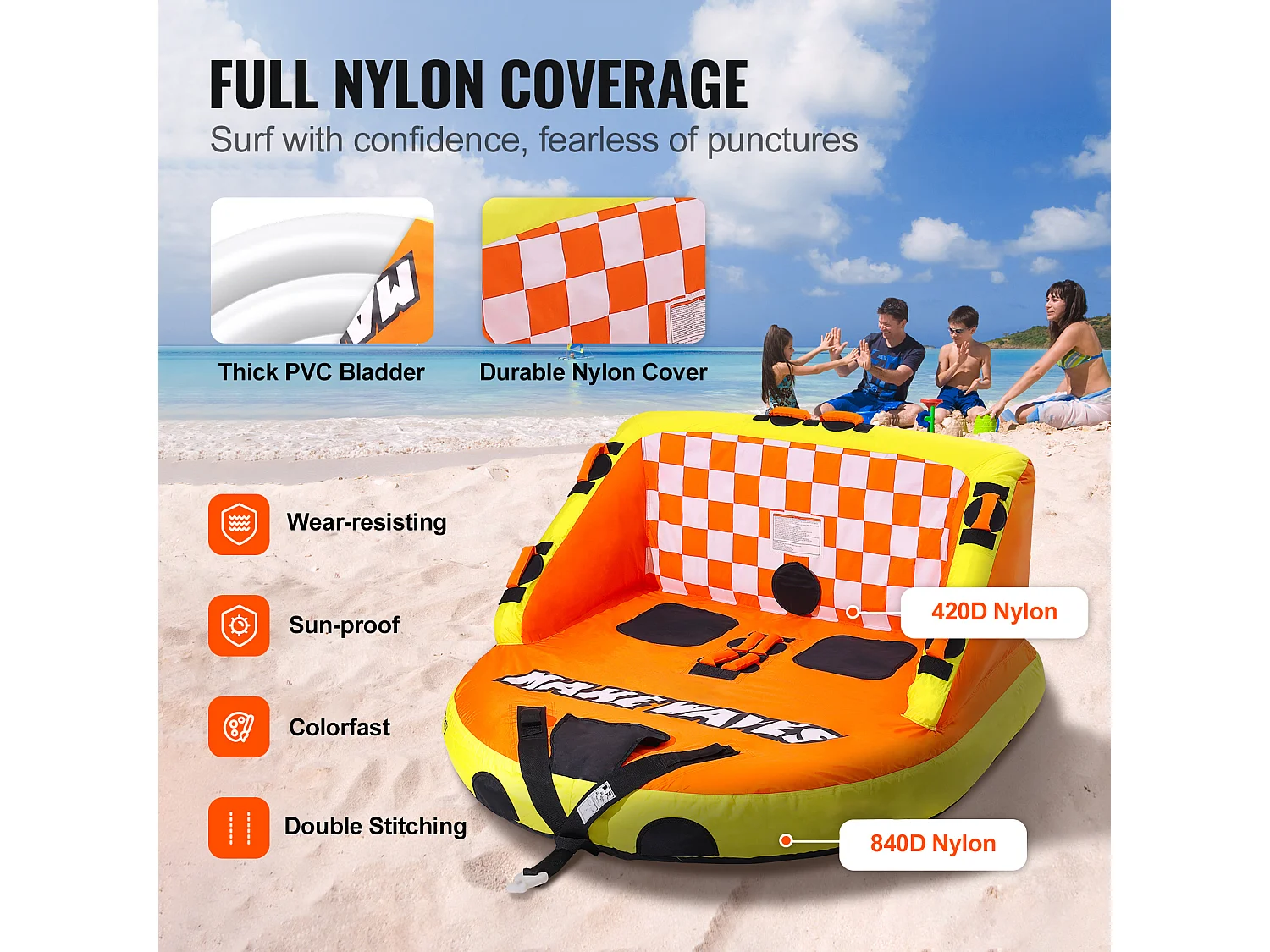 Schleppbare Luftmatratze SucceBuy, für 1–2 Personen, 154 kg, mit Sitzen und Rückenlehne