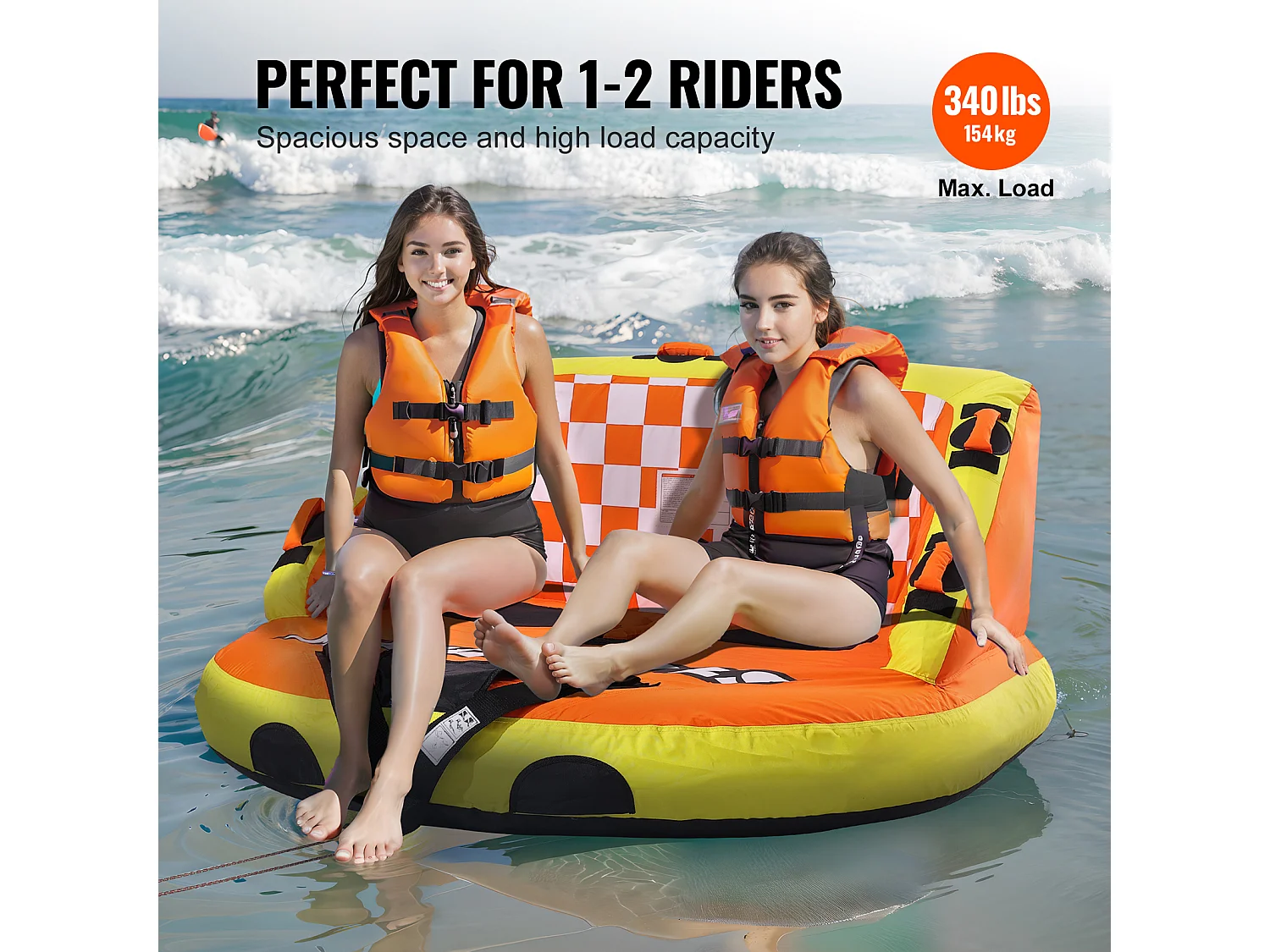 Schleppbare Luftmatratze SucceBuy, für 1–2 Personen, 154 kg, mit Sitzen und Rückenlehne