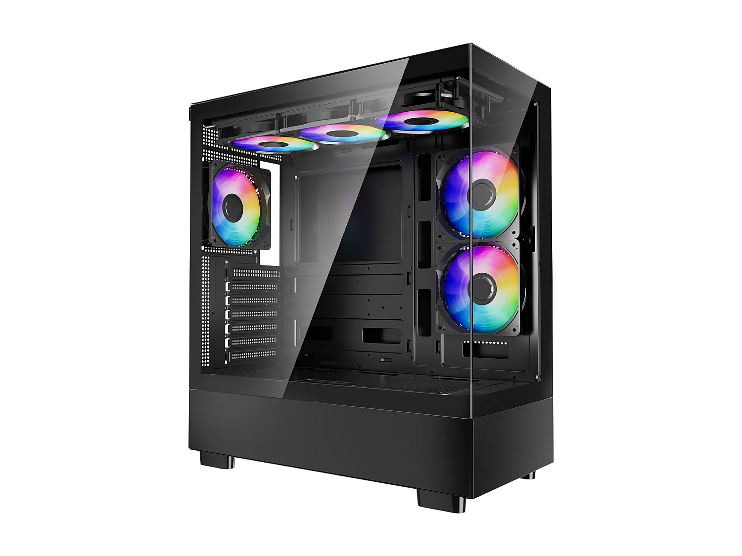 Boîtier PC Gaming SucceBuy, Panneau en Verre Trempé, Protection contre la Poussière, 6 Ventilateurs PWM ARGB de 12cm, Compatible avec les GPU jusqu'à 41cm de Long