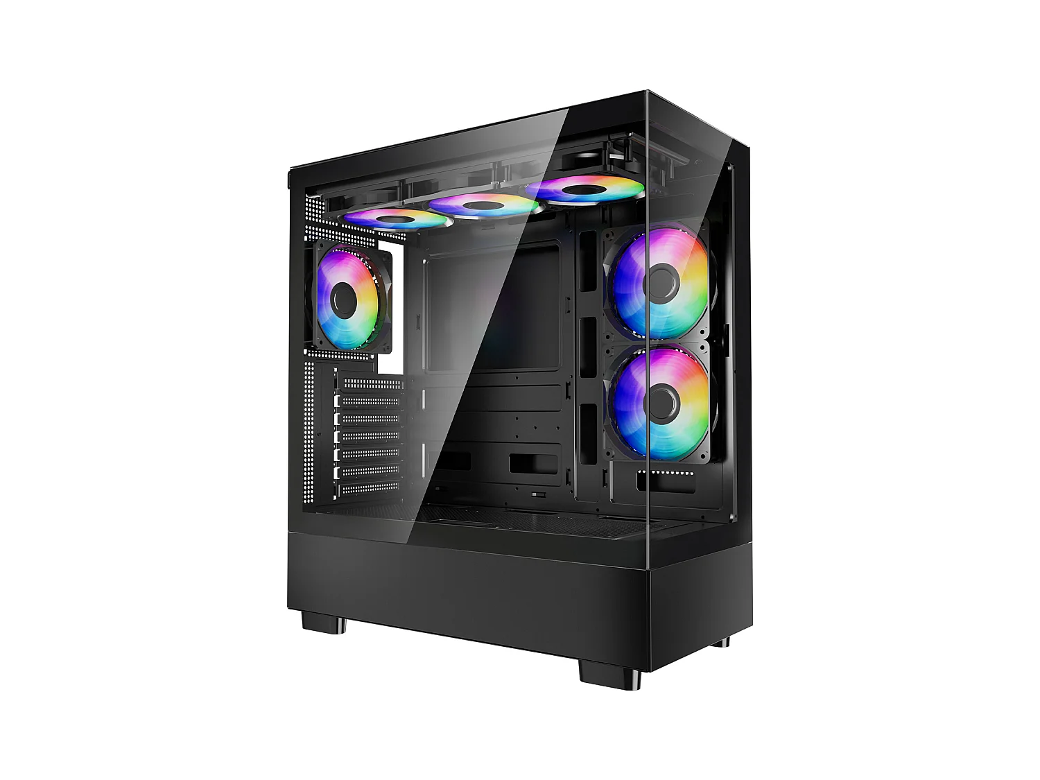 PC-Gaming-Gehäuse SucceBuy, Gehärtetes Glaspanel, Staubschutz, 6 PWM ARGB-Lüfter 12cm, Kompatibel mit GPU bis zu 41cm Länge