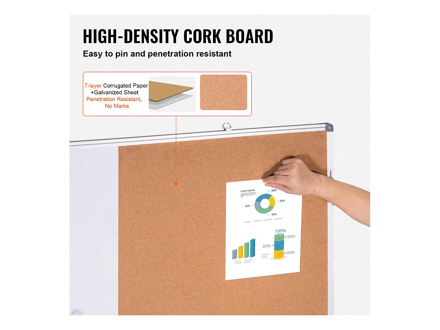 Ensemble Tableau Blanc et Tableau en Liège SucceBuy, 121,9 x 91,4 cm, avec Cadre en Aluminium pour l'École et la Maison