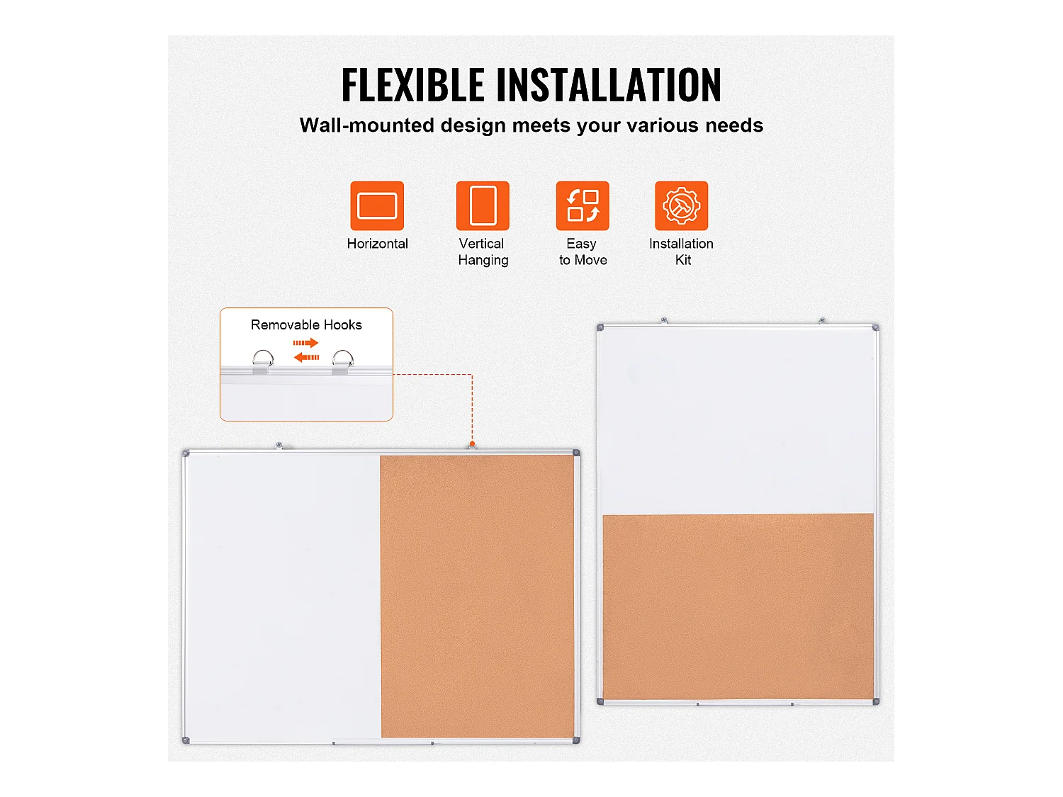 Ensemble Tableau Blanc et Tableau en Liège SucceBuy, 121,9 x 91,4 cm, avec Cadre en Aluminium pour l'École et la Maison