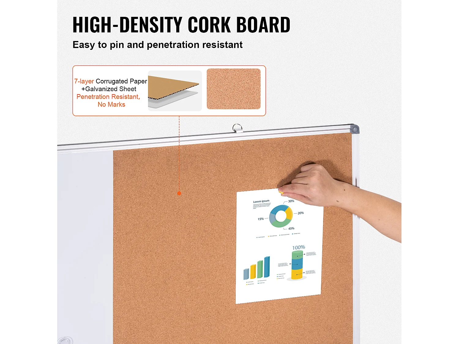 Ensemble Tableau Blanc et Tableau en Liège SucceBuy, 121,9 x 91,4 cm, avec Cadre en Aluminium pour l'École et la Maison