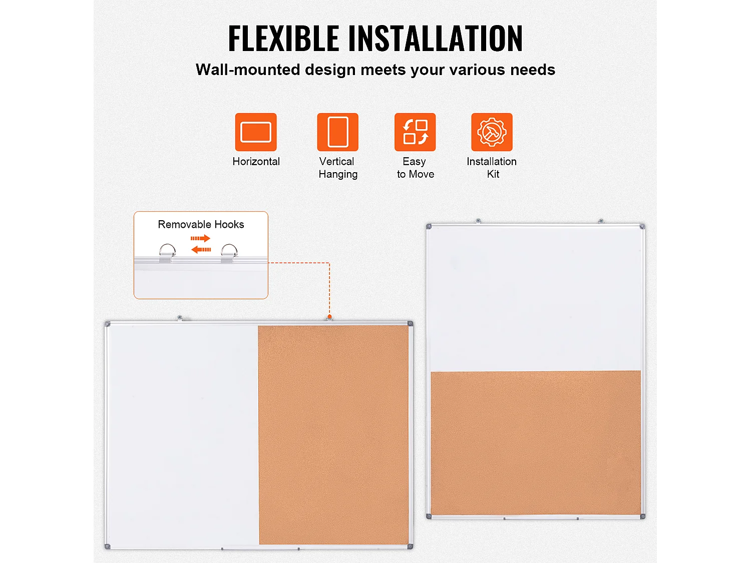 Ensemble Tableau Blanc et Tableau en Liège SucceBuy, 121,9 x 91,4 cm, avec Cadre en Aluminium pour l'École et la Maison
